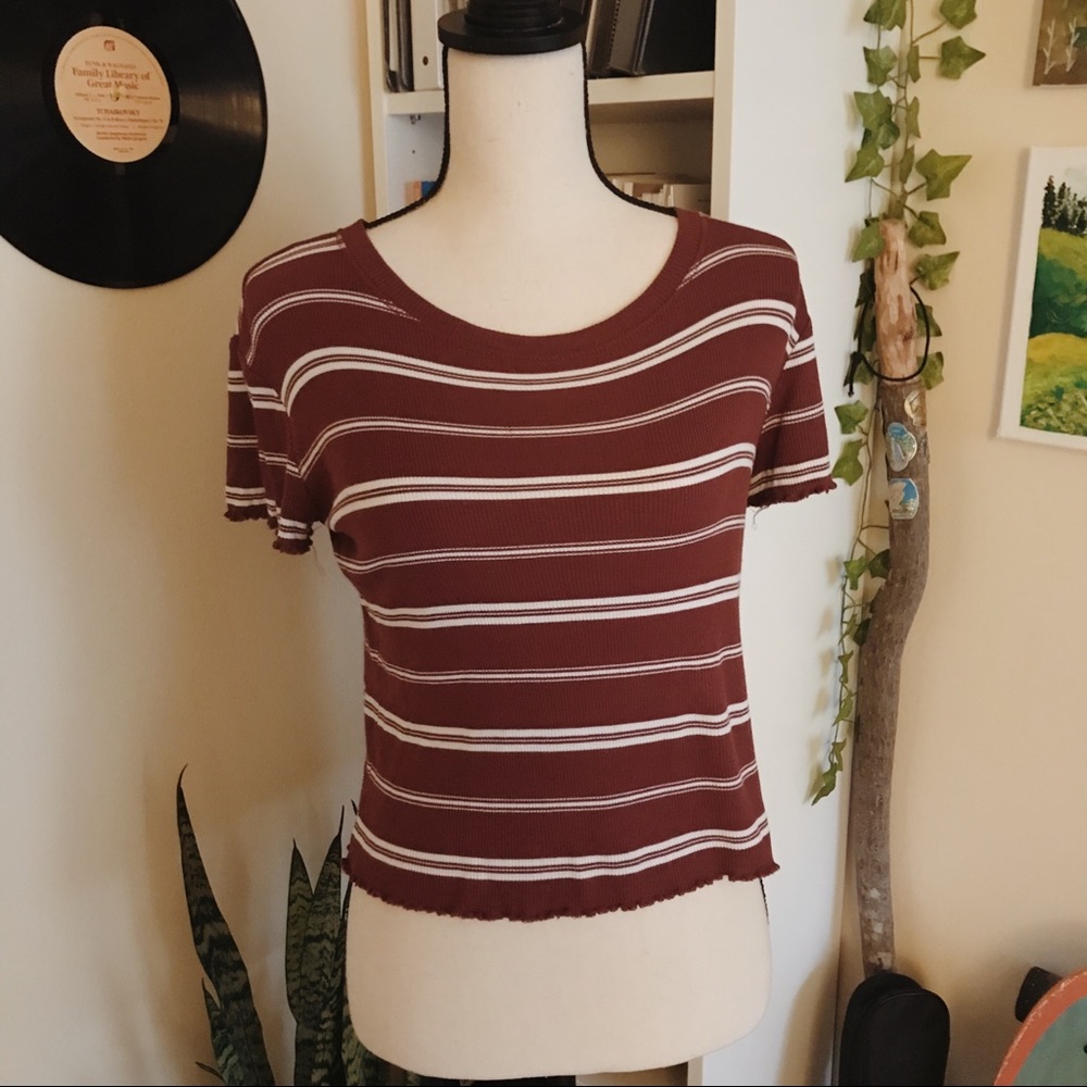 hippie rose dark red striped tee | s